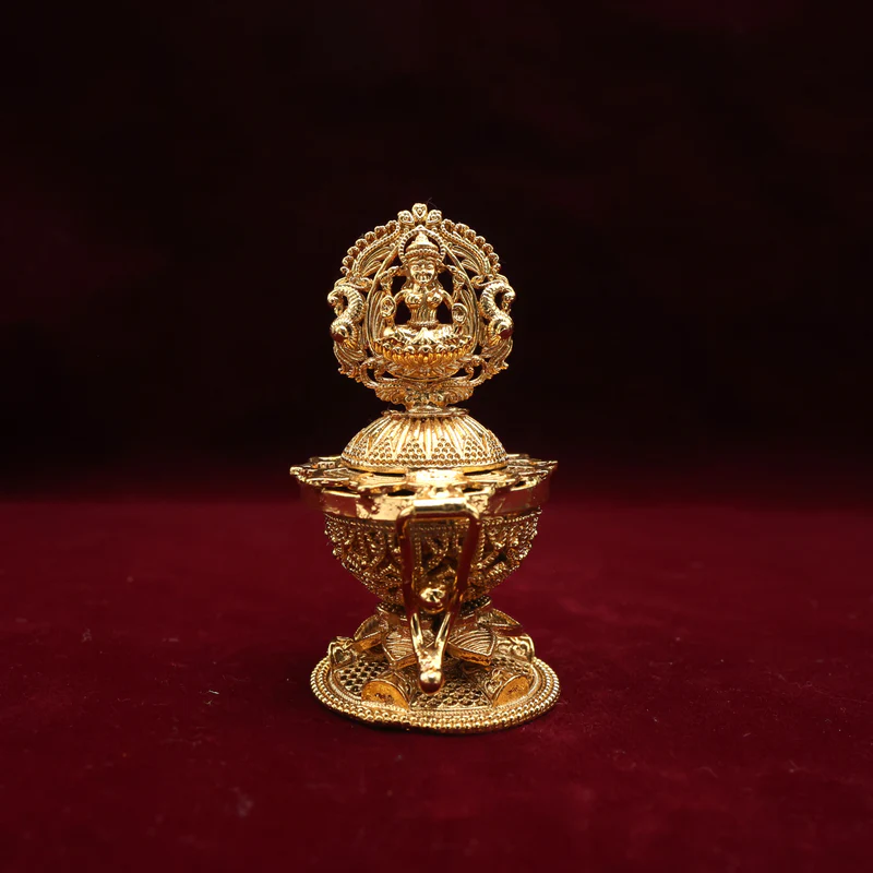 Antique Gold Mahalakshmi Devi Kumkum Box